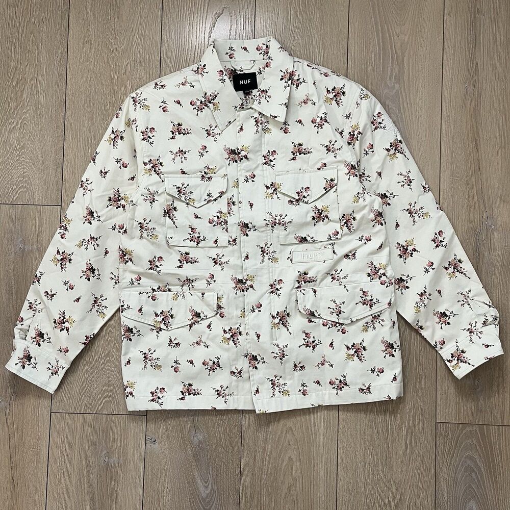 HUF Worldwide Men's Field Floral Jacket Ivory Size Small
